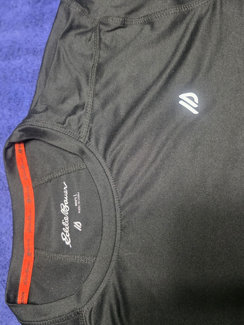 Eddie Bauer Motion Black Short Sleeve Athletic Tee FreeDry Performance